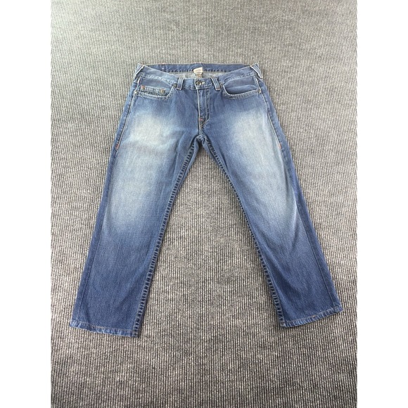 True Religion Jeans Mens 38x30 Blue Denim Bobby Designer Streetwear Logo - Picture 1 of 16